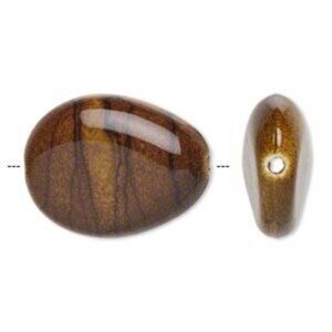 Vintage Y2K 90s Brown White Watercolor Puffed Teardrop Acrylic Beads 8 pcs